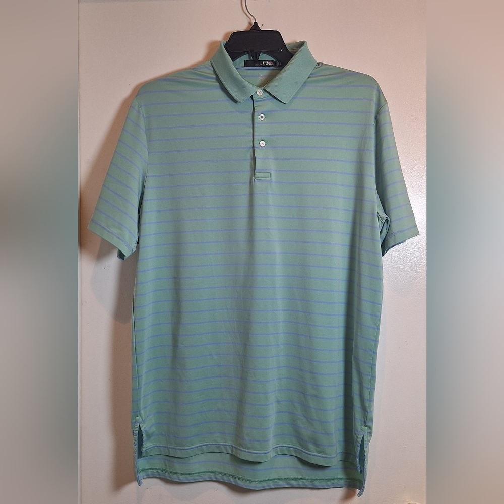 RLX‎ Ralph Lauren Golf Polo Shirt Men's Size Large Performance Green Striped